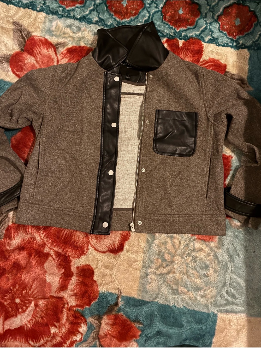 bagatelle Brown Bomber Jacket with Black Trim